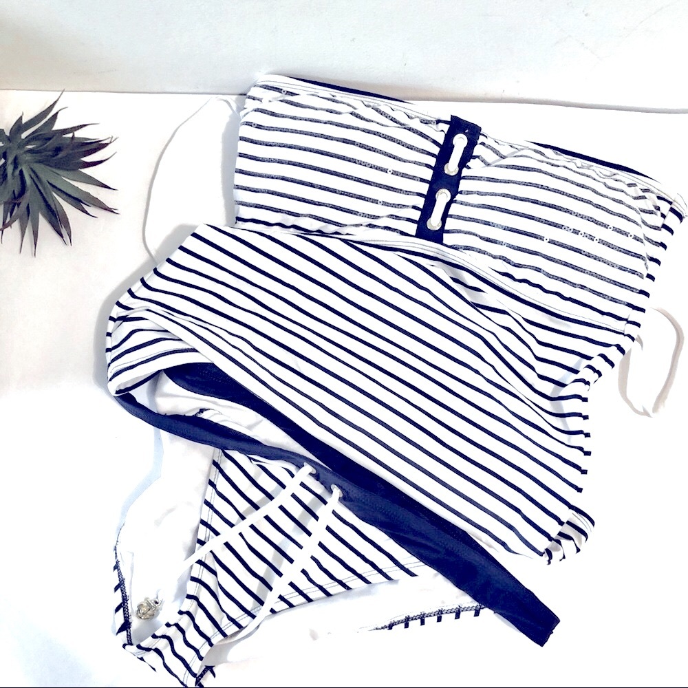 SPERRY Tankini Nautical Blue White Bikini Set - Picture 2 of 14